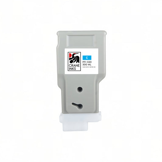 Compatible PFI-320 Cyan Ink Cartridge for Canon TM-200, TM-300, GP-200, GP-300 (300ml) - Cyan - Crane Inks compatible ink