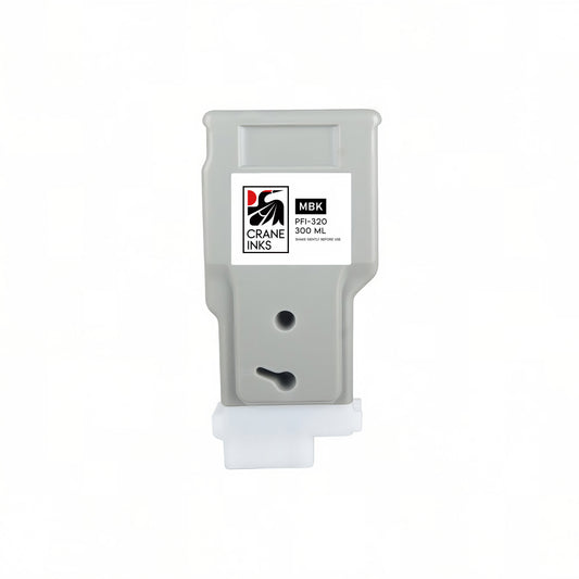 Compatible PFI-320 Matte Black Ink Cartridge for Canon TM-200, TM-300, GP-200, GP-300 (300ml) - Matte Black - Crane Inks compatible ink