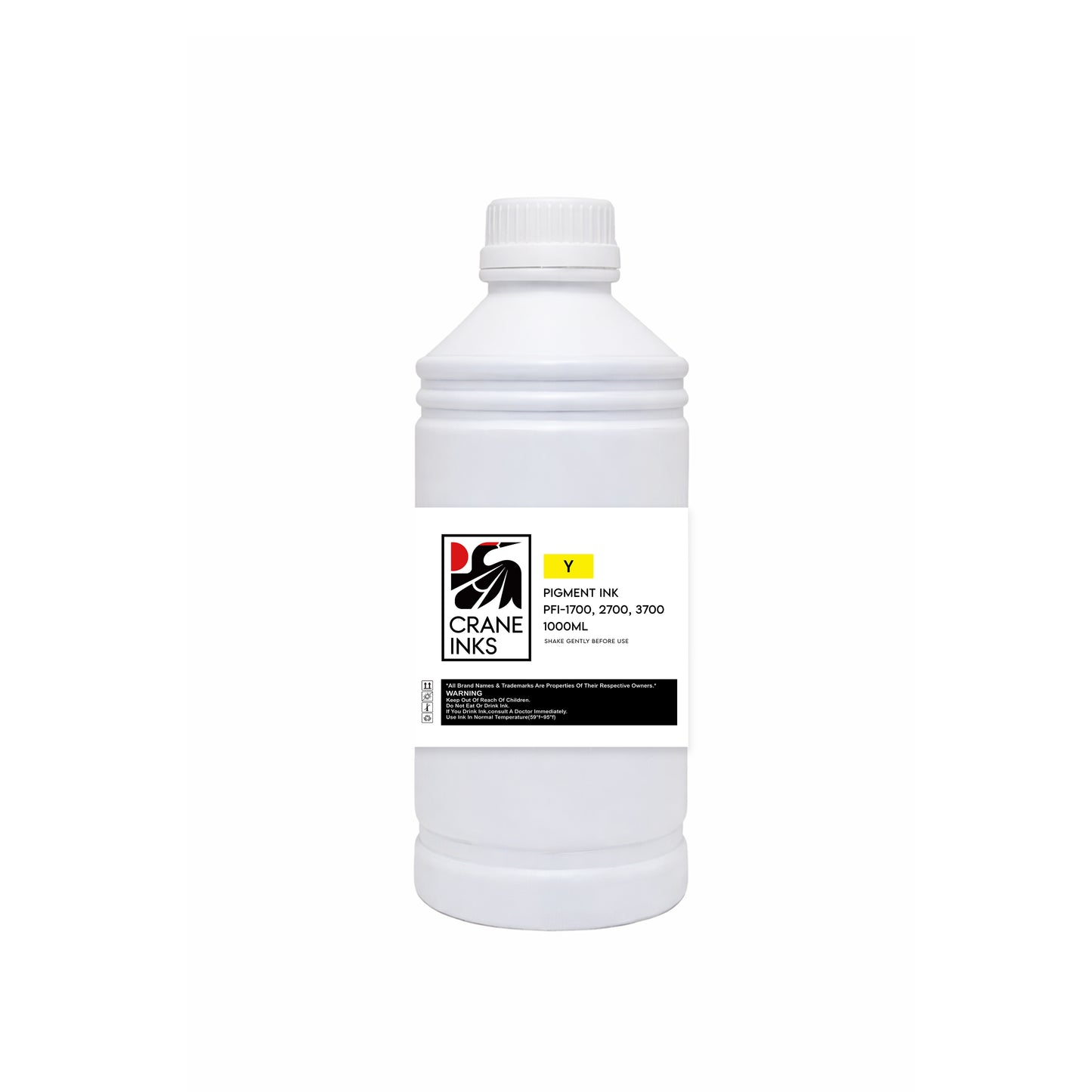 Compatible PFI-1700/2700/3700 Matte Black Ink Bottle for Canon imagePROGRAF PRO and GP Series (1000ml) - Yellow - Crane Inks compatible ink