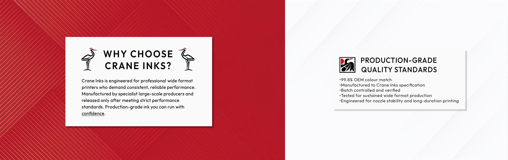 Why choose Crane Inks - production-grade quality standards